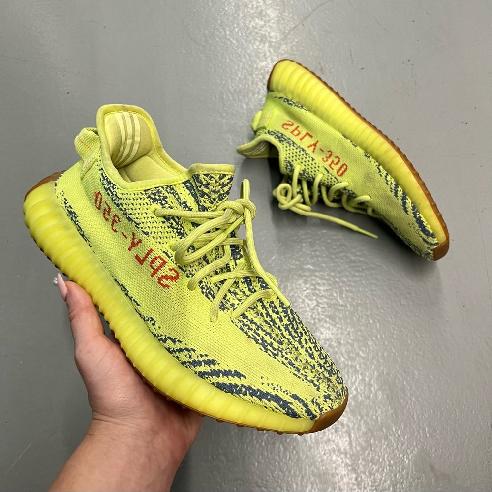 Yeezy Adidas Boost 350 V2 in Semi Frozen Yellow/Raw Steel/Red